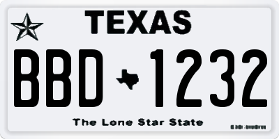 TX license plate BBD1232