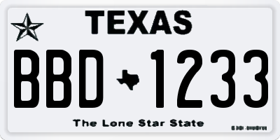 TX license plate BBD1233