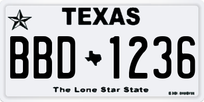 TX license plate BBD1236