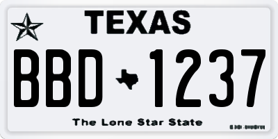 TX license plate BBD1237