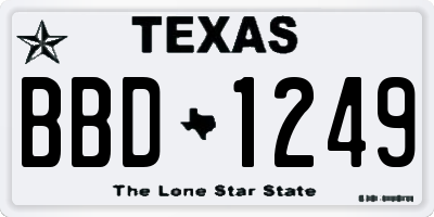TX license plate BBD1249