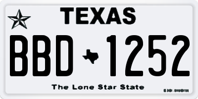 TX license plate BBD1252