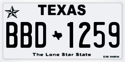 TX license plate BBD1259