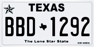 TX license plate BBD1292