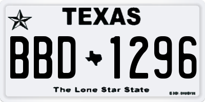 TX license plate BBD1296