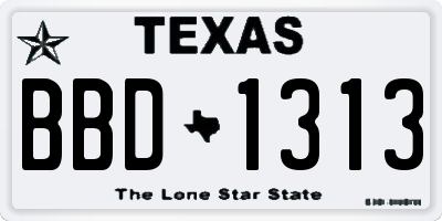 TX license plate BBD1313