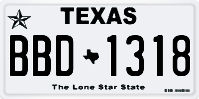 TX license plate BBD1318