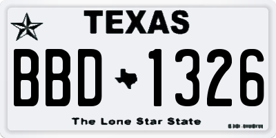 TX license plate BBD1326