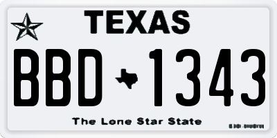 TX license plate BBD1343