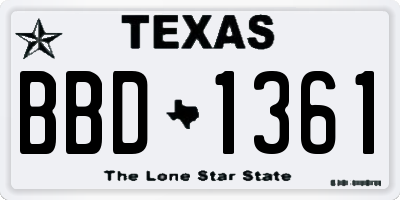 TX license plate BBD1361