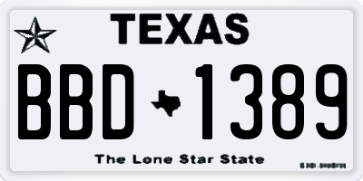 TX license plate BBD1389