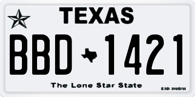TX license plate BBD1421