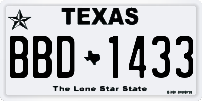 TX license plate BBD1433