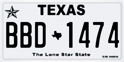 TX license plate BBD1474
