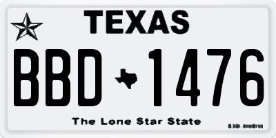 TX license plate BBD1476
