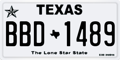 TX license plate BBD1489