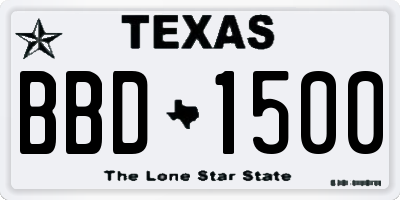 TX license plate BBD1500