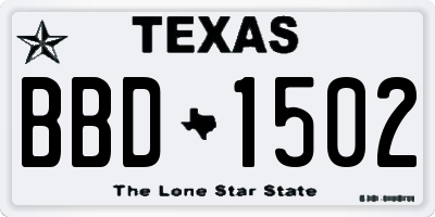TX license plate BBD1502