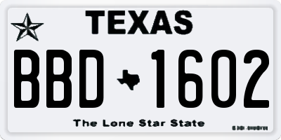TX license plate BBD1602