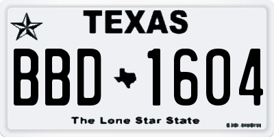 TX license plate BBD1604