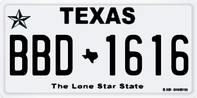 TX license plate BBD1616