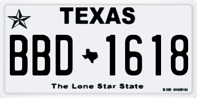 TX license plate BBD1618