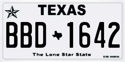 TX license plate BBD1642