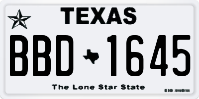 TX license plate BBD1645