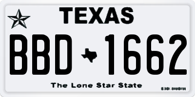 TX license plate BBD1662