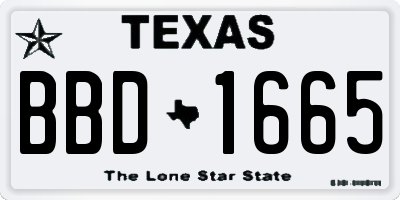 TX license plate BBD1665