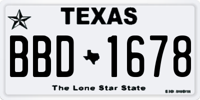 TX license plate BBD1678