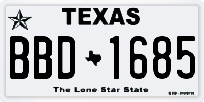 TX license plate BBD1685