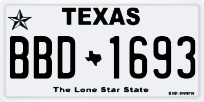 TX license plate BBD1693