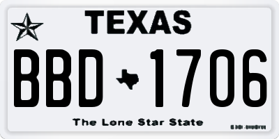 TX license plate BBD1706