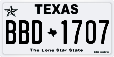 TX license plate BBD1707