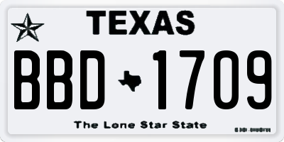 TX license plate BBD1709
