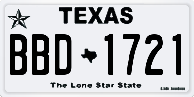 TX license plate BBD1721