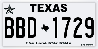 TX license plate BBD1729