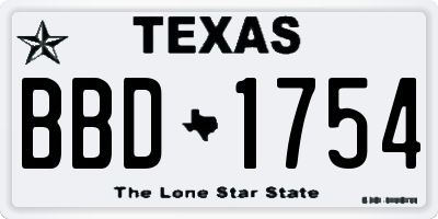 TX license plate BBD1754