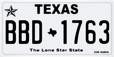 TX license plate BBD1763