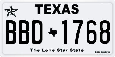 TX license plate BBD1768