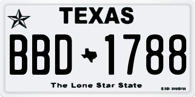 TX license plate BBD1788