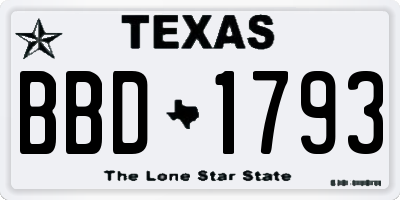 TX license plate BBD1793