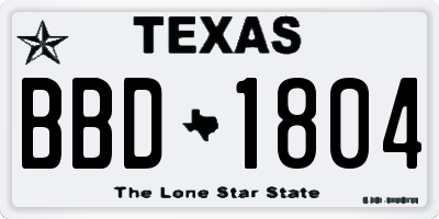 TX license plate BBD1804