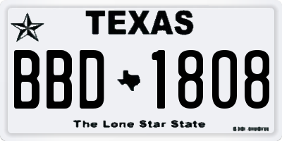 TX license plate BBD1808