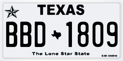 TX license plate BBD1809