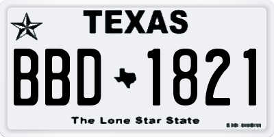 TX license plate BBD1821