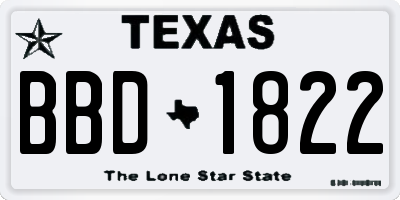 TX license plate BBD1822