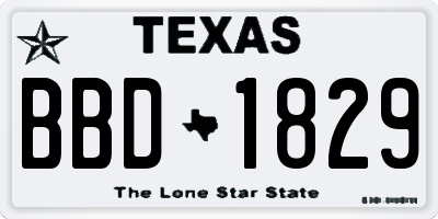 TX license plate BBD1829
