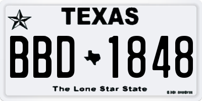 TX license plate BBD1848